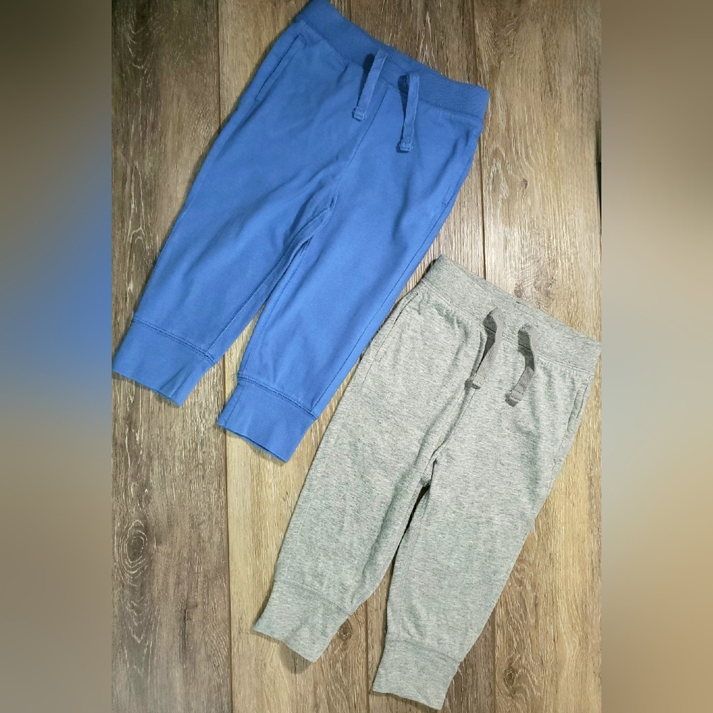 2 Pair GAP Blue and Gray Kids Cotton Jogger Pants Size 18-24M